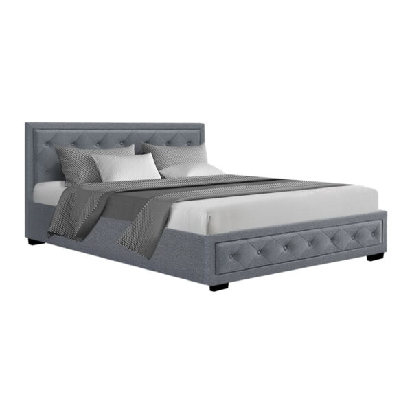 HomeDiscount-Bed Frame Queen Size Gas Lift Grey TIYO