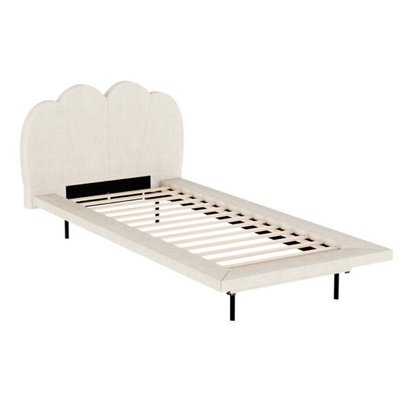 HomeDiscount-Bed Frame Single Size Boucle Beige SASA