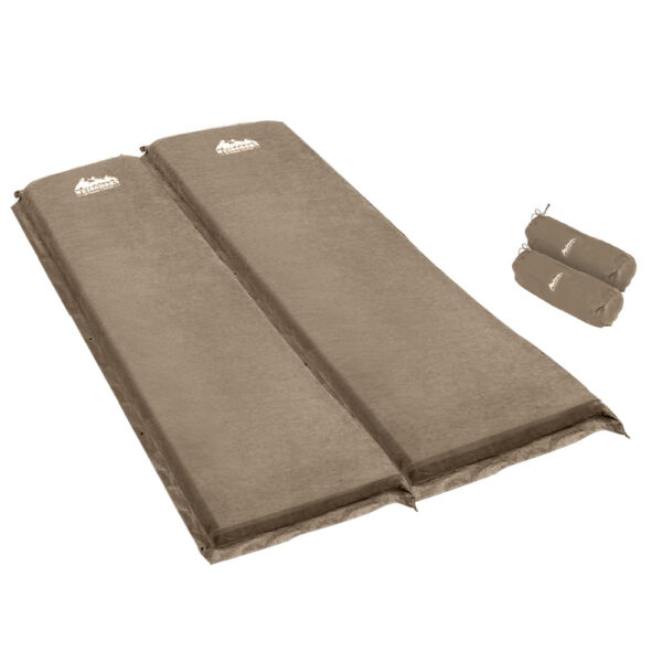 HomeDiscount-Self Inflating Mattress Camping Sleeping Mat Air Bed Double Set Coffee