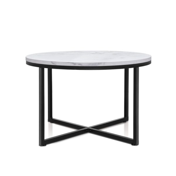 HomeDiscount-Coffee Table Round 70CM Marbel Effect