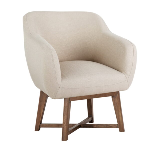 HomeDiscount-Fabric Tub Lounge Armchair - Beige