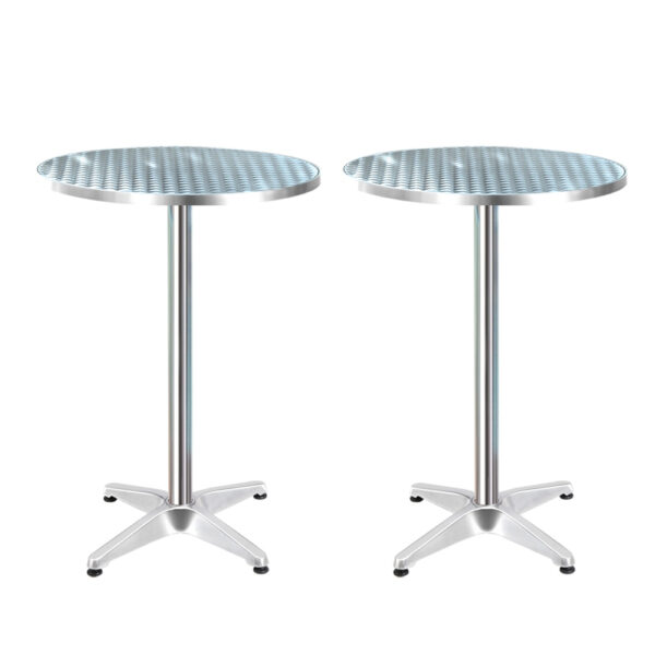 HomeDiscount-Set of 2 Outdoor Bar Table Aluminium Round 70/110CM