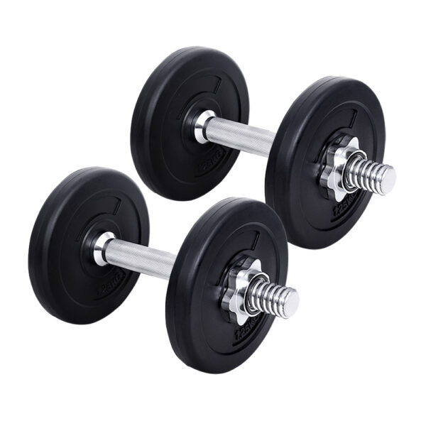 HomeDiscount-10kg Dumbbell Set Weight Plates Dumbbells Lifting Bench