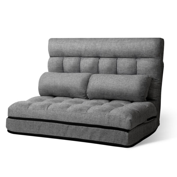 HomeDiscount-Lounge Sofa Bed 2-seater Grey Fabric