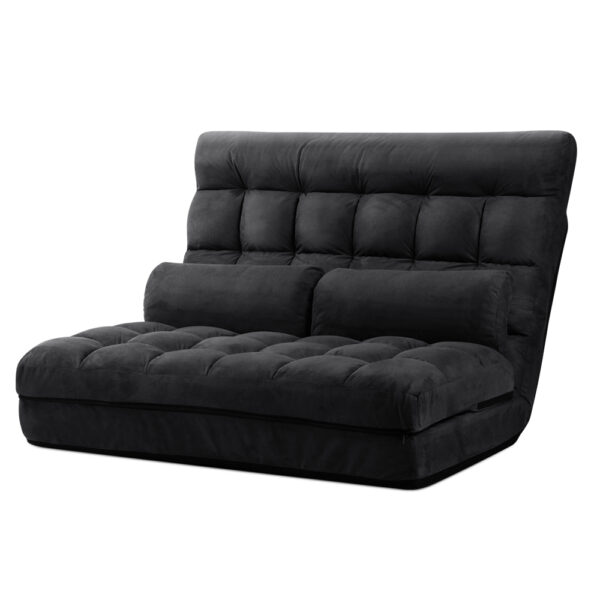 HomeDiscount-Lounge Sofa Bed 2-seater Charcoal Suede