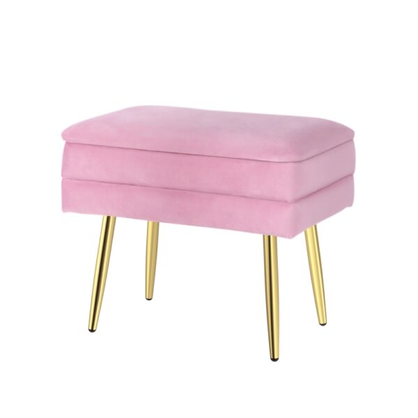 HomeDiscount-Ottoman Storage Foot Stool Vanity Velvet Pink