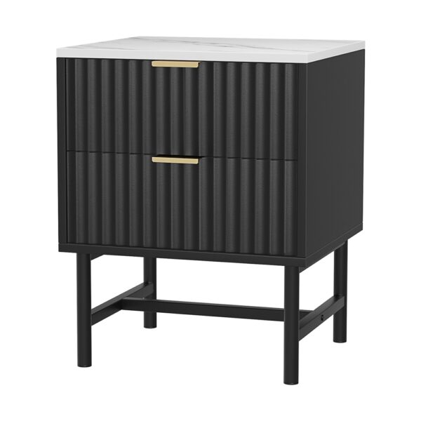 HomeDiscount-Bedside Table 2 Drawers - Black