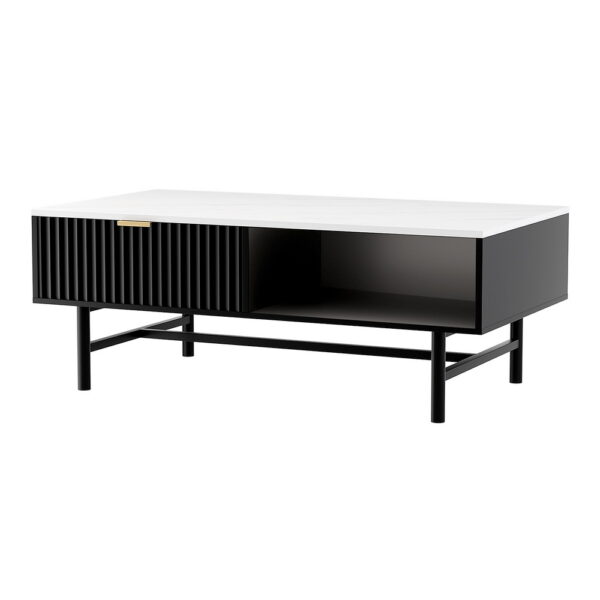 HomeDiscount-Coffee Table Drawer Storage Shelf Black