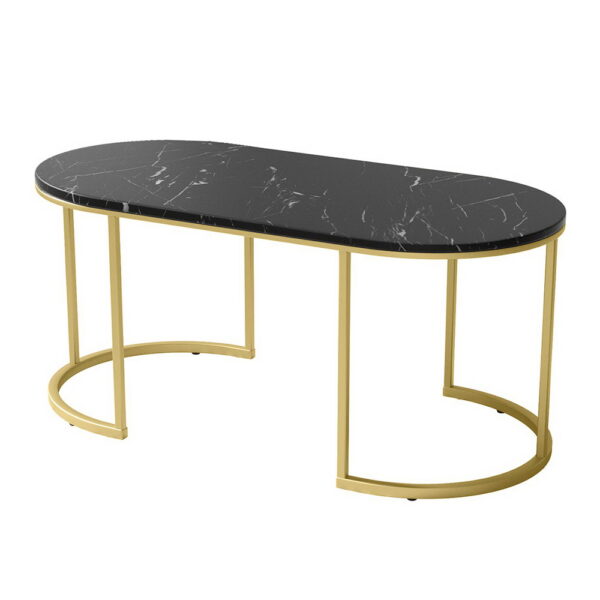 HomeDiscount-Coffee Table Marble Effect Black