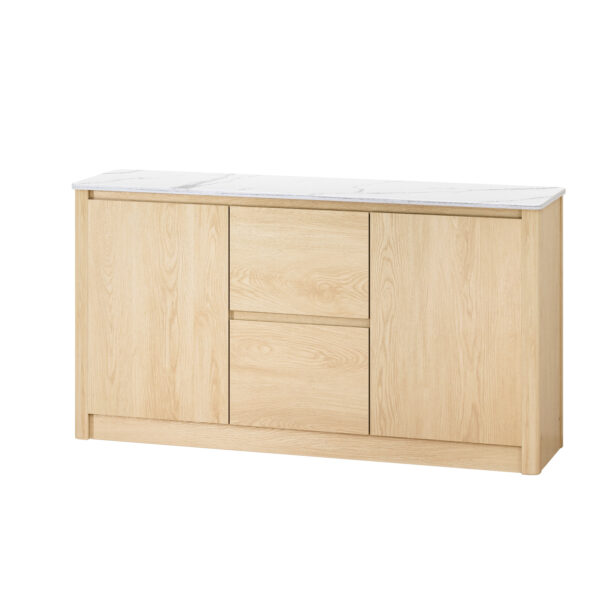 HomeDiscount-Buffet Sideboard Marble  Tabletop - Pine