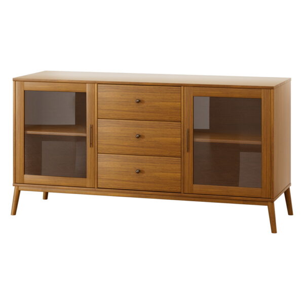 HomeDiscount-Buffet Sideboard Glass Doors - Oak