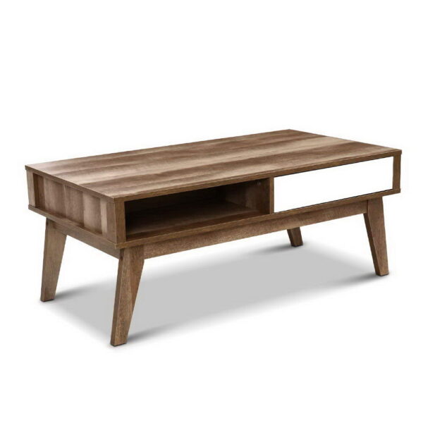 HomeDiscount-Coffee Table 2 Drawers Walnut Serena