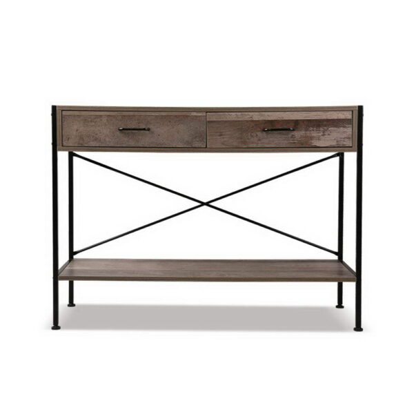 HomeDiscount-Console Table 2 Drawers Walnut Marconi