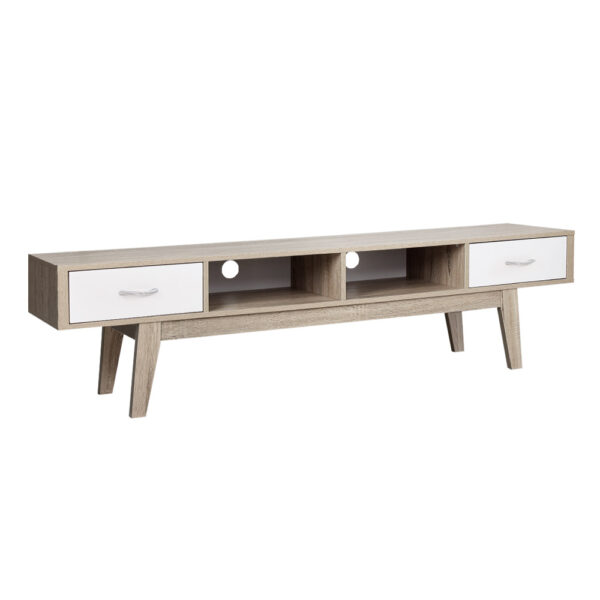 HomeDiscount-TV Cabinet Entertainment Unit 180cm Oak White Gary