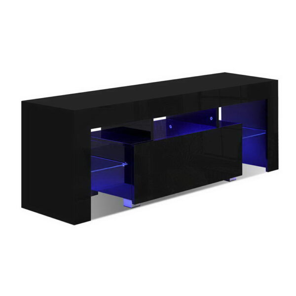 HomeDiscount-Entertainment Unit TV Cabinet LED 130cm Black Elo