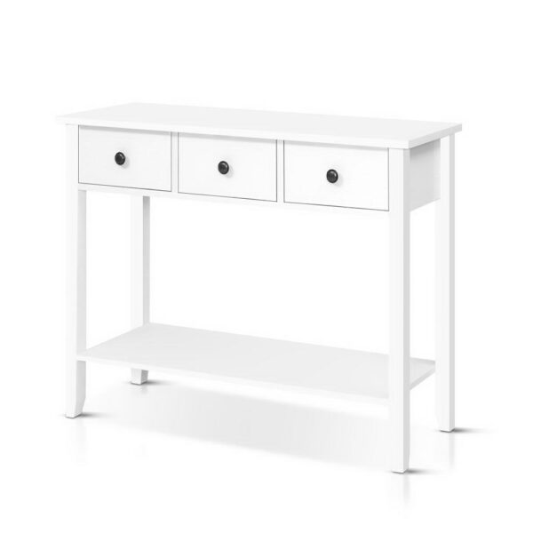 HomeDiscount-Console Table 3 Drawers 100CM White Chole