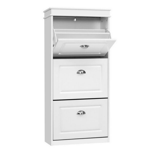 HomeDiscount-Shoe Rack Cabinet 18 Pairs 3-tier White Sena