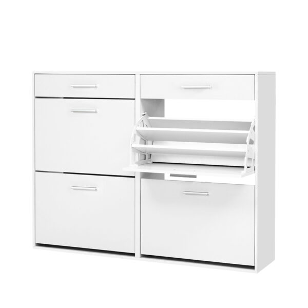 HomeDiscount-Shoe Rack Cabinet 36 Pairs Adjustable Shelves White Sara