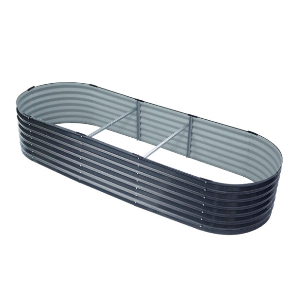 HomeDiscount-Green Fingers Garden Bed 240X80X42cm Oval Planter Box Raised Container Galvanise