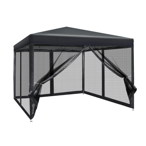 HomeDiscount-Gazebo Pop Up Marquee 3x3m Wedding Party Outdoor Camping Tent Canopy Shade Mesh