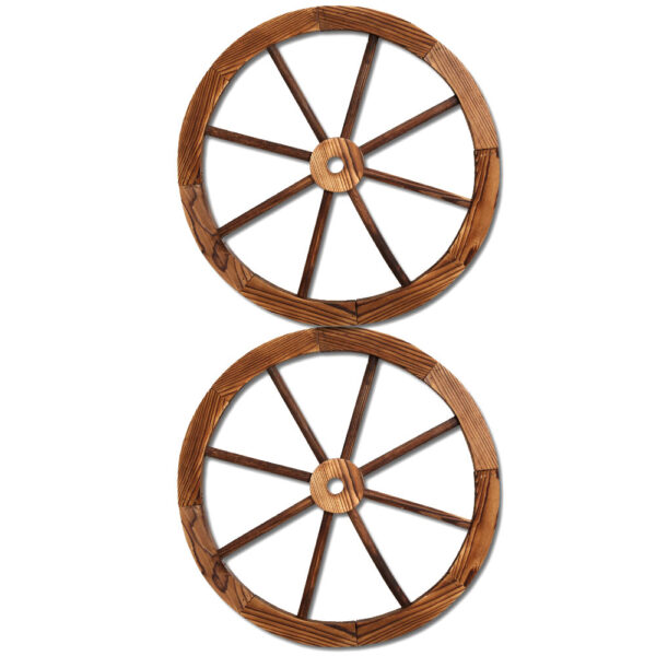 HomeDiscount-Garden Decor Outdoor Ornament 2X Wooden Wagon Wheel