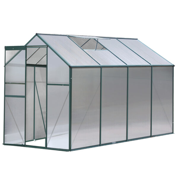 HomeDiscount-Greenhouse 2.52x1.9x1.83M Aluminium Polycarbonate Green House Garden Shed