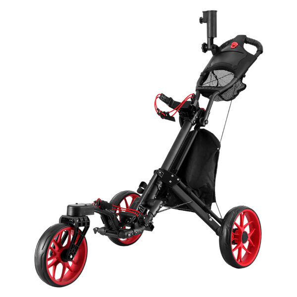 HomeDiscount-Golf Buggy Foldable Trolley Golf Cart Swivel Wheel Umbrella Bottle Stand