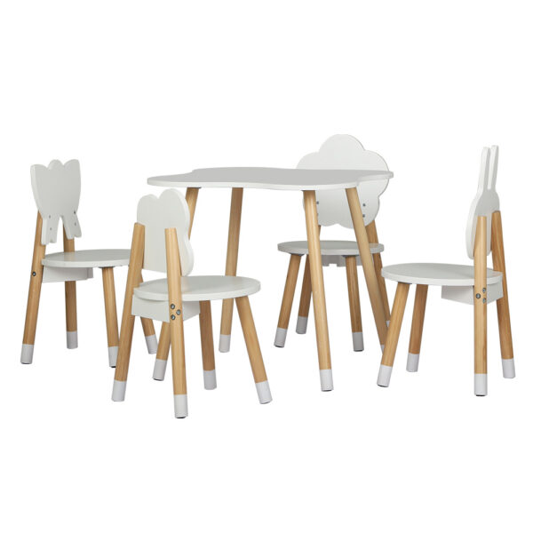 HomeDiscount-5PCS Kids Table and Chairs Set Children Activity Study Play Desk White