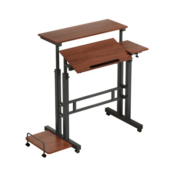 HomeDiscount-Laptop Desk Table Adjustable Dark Wood 80CM