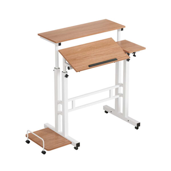 HomeDiscount-Laptop Desk Table Adjustable Light Wood 80CM