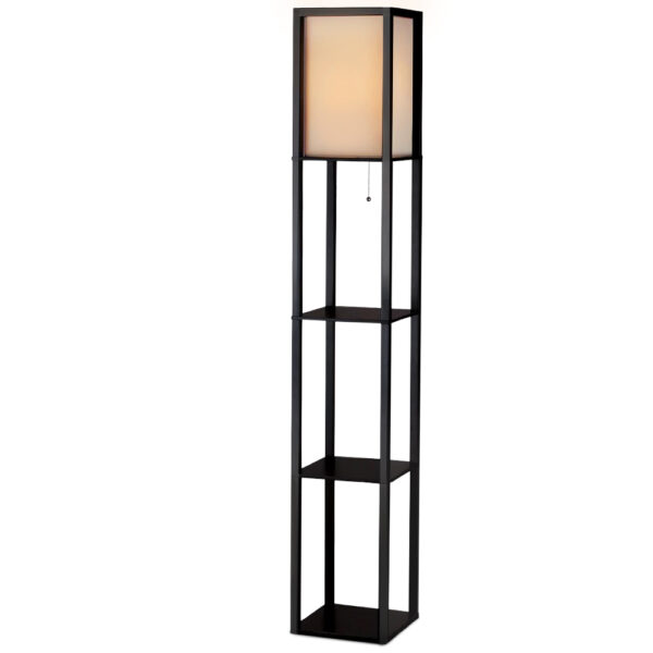 HomeDiscount-Floor Lamp 3 Tier Shelf Shelf Storage LED Light Stand Home Room Vintage Black