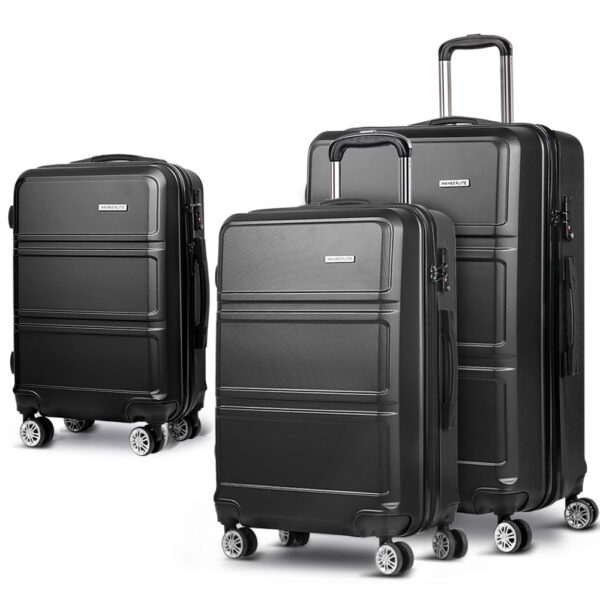 HomeDiscount-3pc Luggage Trolley Set Suitcase Travel TSA Carry On Hard Case Lightweight Blac