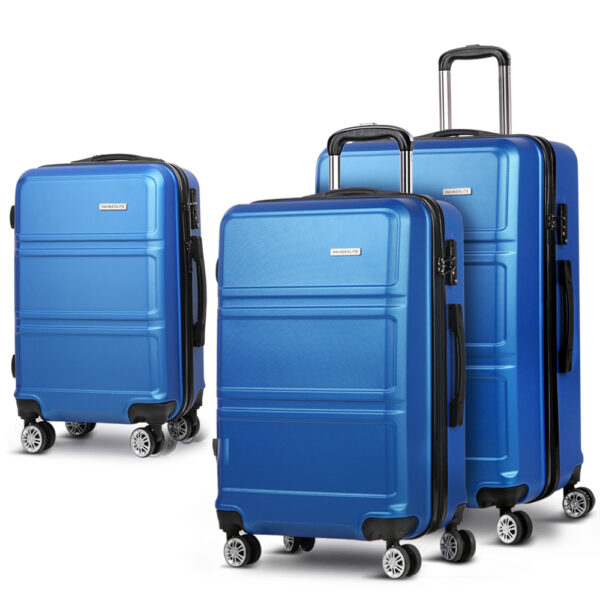 HomeDiscount-3pc Luggage Trolley Set Suitcase Travel TSA Carry On Hard Case Lightweight Blue