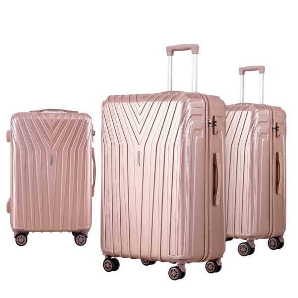 HomeDiscount-3pc Luggage Trolley Set Suitcase Travel TSA Hard Case Carry On Pink Lightweight