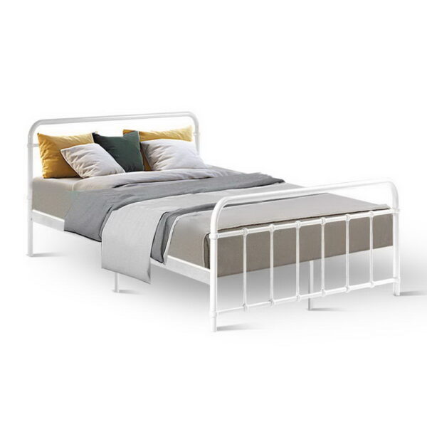 HomeDiscount-Bed Frame Metal Frames LEO - Double (White)