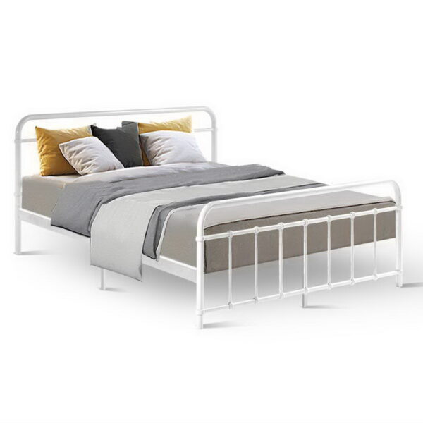 HomeDiscount-Bed Frame Metal Frames LEO - Queen (White)