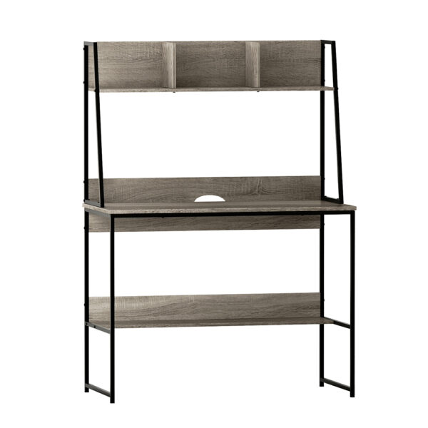 HomeDiscount-Computer Desk Bookshelf Storage Grey 100CM