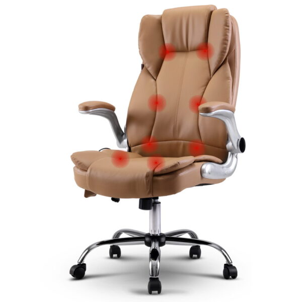 HomeDiscount-8 Point Massage Office Chair PU Leather Espresso