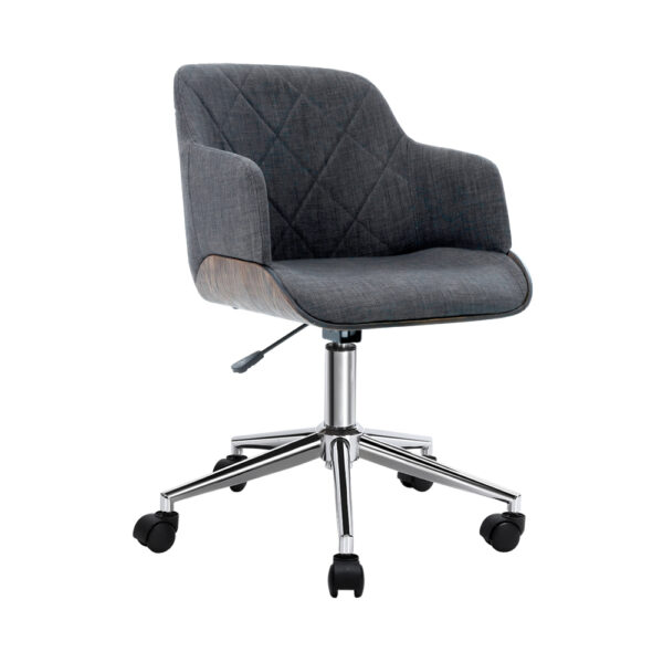 HomeDiscount-Wooden Office Chair Fabric Seat Grey