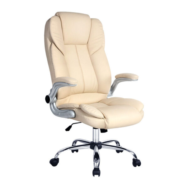 HomeDiscount-Executive Office Chair Leather Tilt Beige