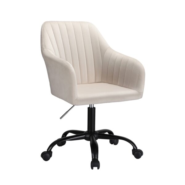 HomeDiscount-Office Chair Velvet Seat Cream