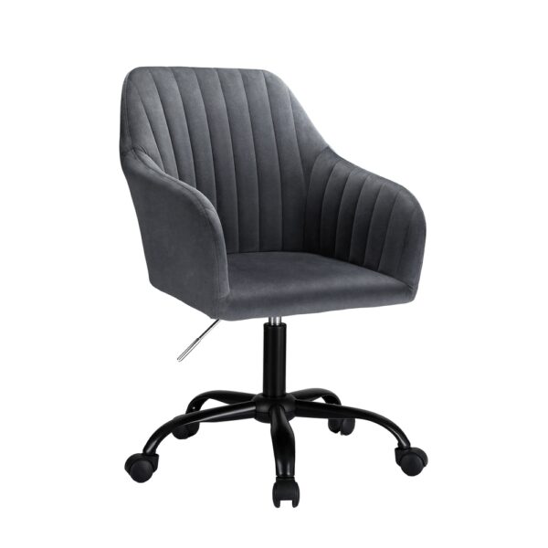 HomeDiscount-Office Chair Velvet Seat Dark Grey