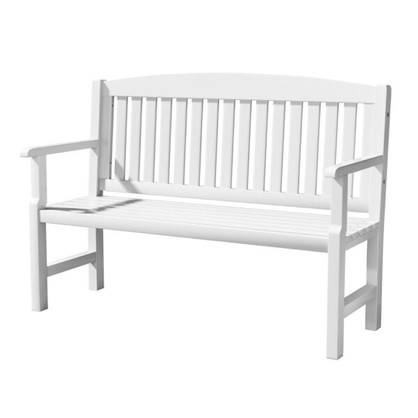 HomeDiscount-Outdoor Garden Bench Wooden 2 Seater Lounge Chair Patio Furniture White