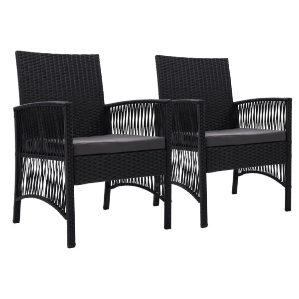 HomeDiscount-2PC Outdoor Dining Chairs Patio Furniture Wicker Lounge Chair Garden