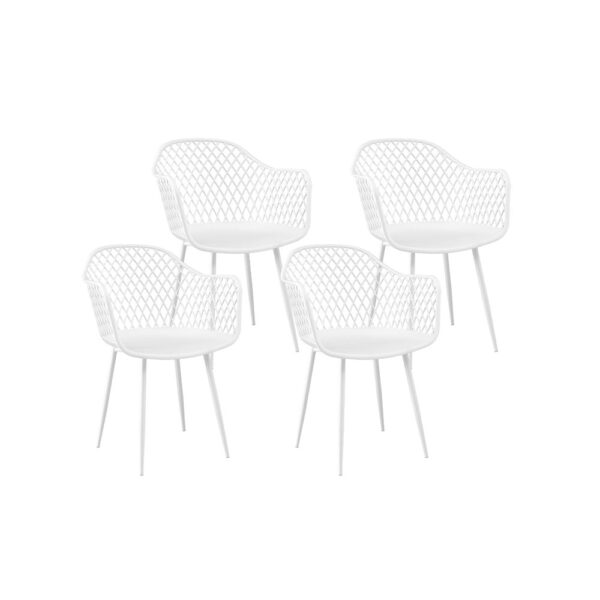 HomeDiscount-4PC Outdoor Dining Chairs PP Lounge Chair Patio Furniture Garden White