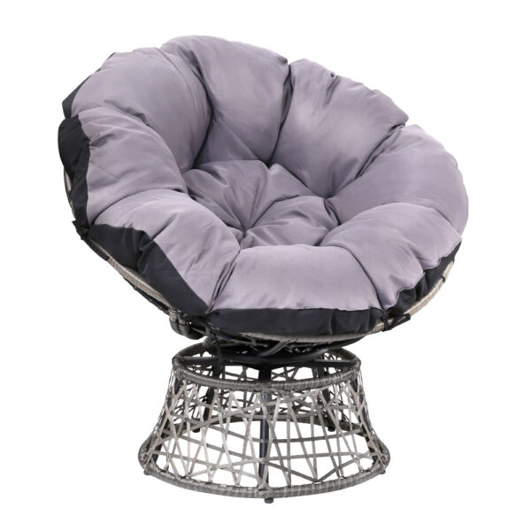 HomeDiscount-Outdoor Chairs Outdoor Furniture Papasan Chair Wicker Patio Garden Grey