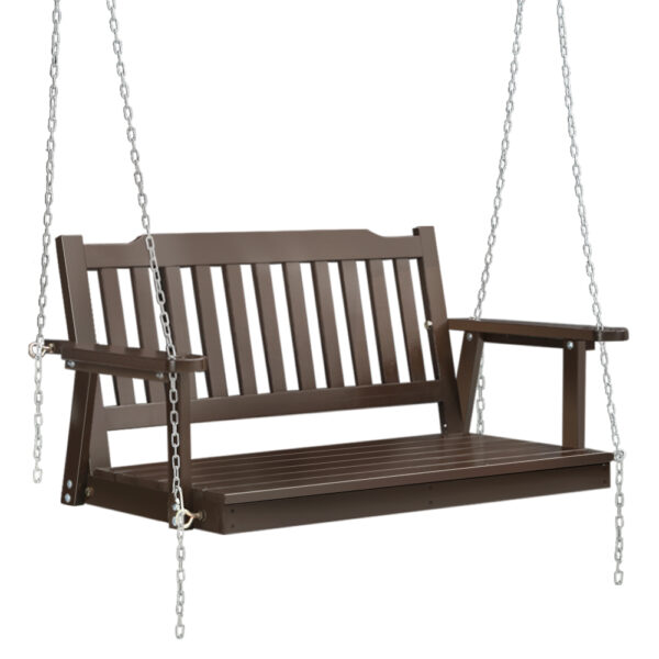 HomeDiscount-Porch Swing Chair with Chain Garden Bench Outdoor Furniture Wooden Brown