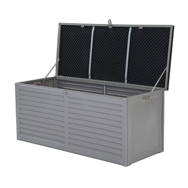 HomeDiscount-Outdoor Storage Box 490L Container Lockable Garden Bench Tools Toy Shed Black