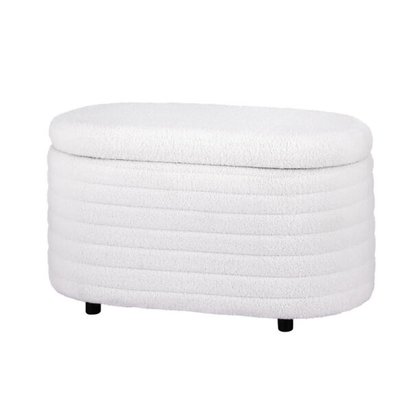 HomeDiscount-Storage Ottoman Blanket Box 87cm Boucle Fabric Oval