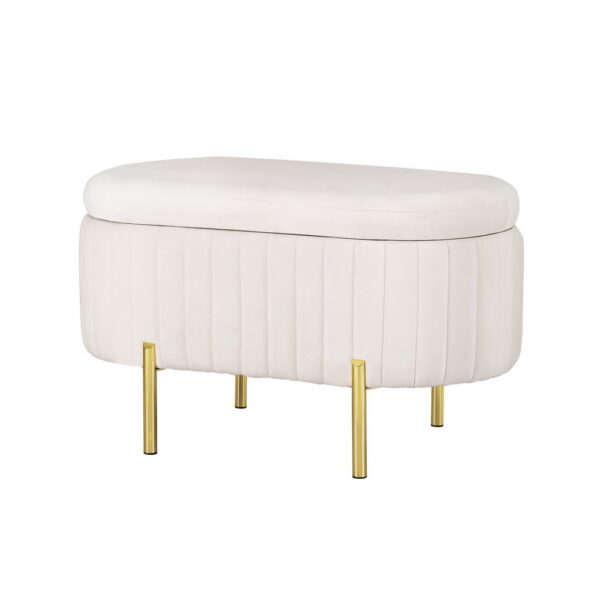 HomeDiscount-Storage Ottoman Blanket Box 87cm Velvet Oval White